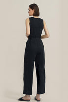 Sleeveless V-Neck Zipper Up Jumpsuits - Cherfly