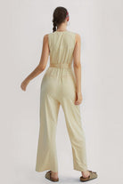 Sleeveless V-Neck Zipper Up Jumpsuits - Cherfly