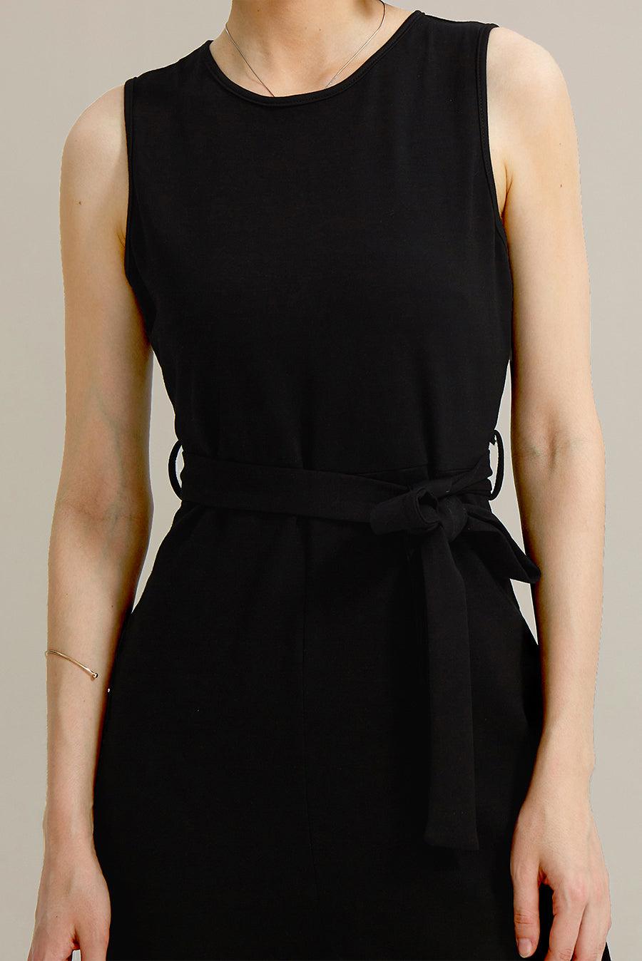 Crew Neck Sleeveless Belted Jumpsuits - Cherfly