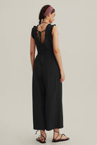 Ruffle Neckline Backstrap Jumpsuits - Cherfly